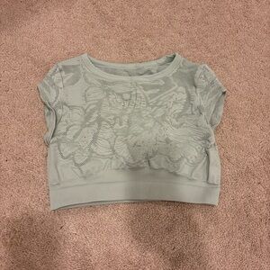 Light Green Cropped Mesh Top